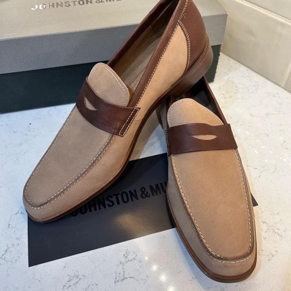 Johnston & Murphy Men’s Leather Loafers – Tan & Brown Two-Tone – Size 12M main image 4
